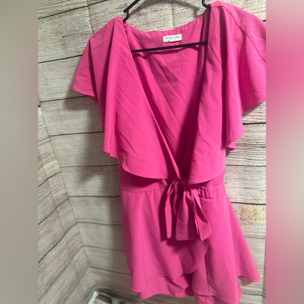 Bright Pink Tie-Front romper